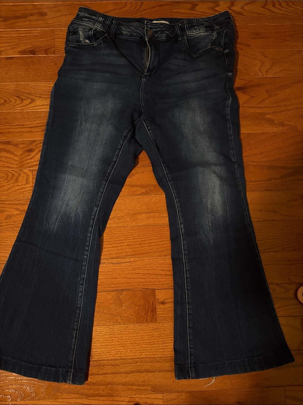 Dark Wash Women's Flare Jeans - Dark Blue